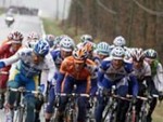 The peloton in the crosswinds during stage one of Paris-Nice 2008